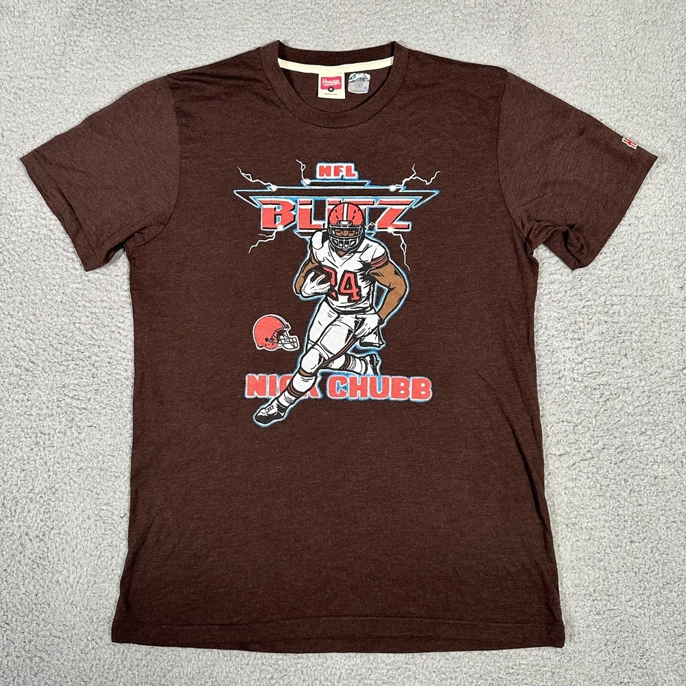 Cleveland Browns Shirt Mens Medium Brown Homage Nick Chubb NFL Blitz Football